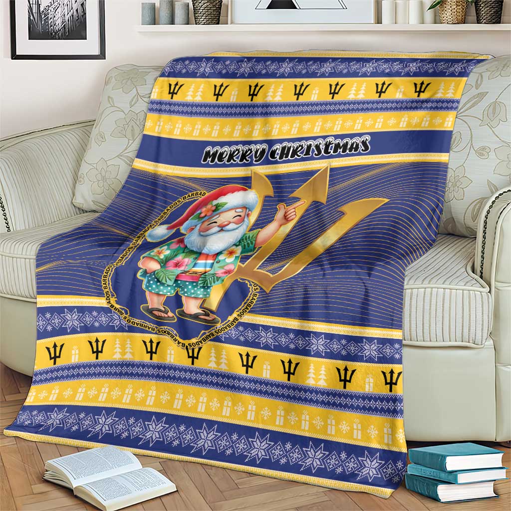 Barbados Christmas Blanket Bajan Map Santa Trident - Wonder Print Shop