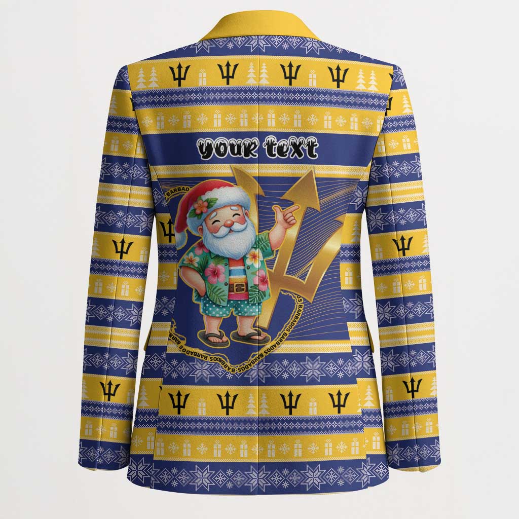 Personalized Barbados Christmas Blazer Bajan Map Santa Trident - Wonder Print Shop