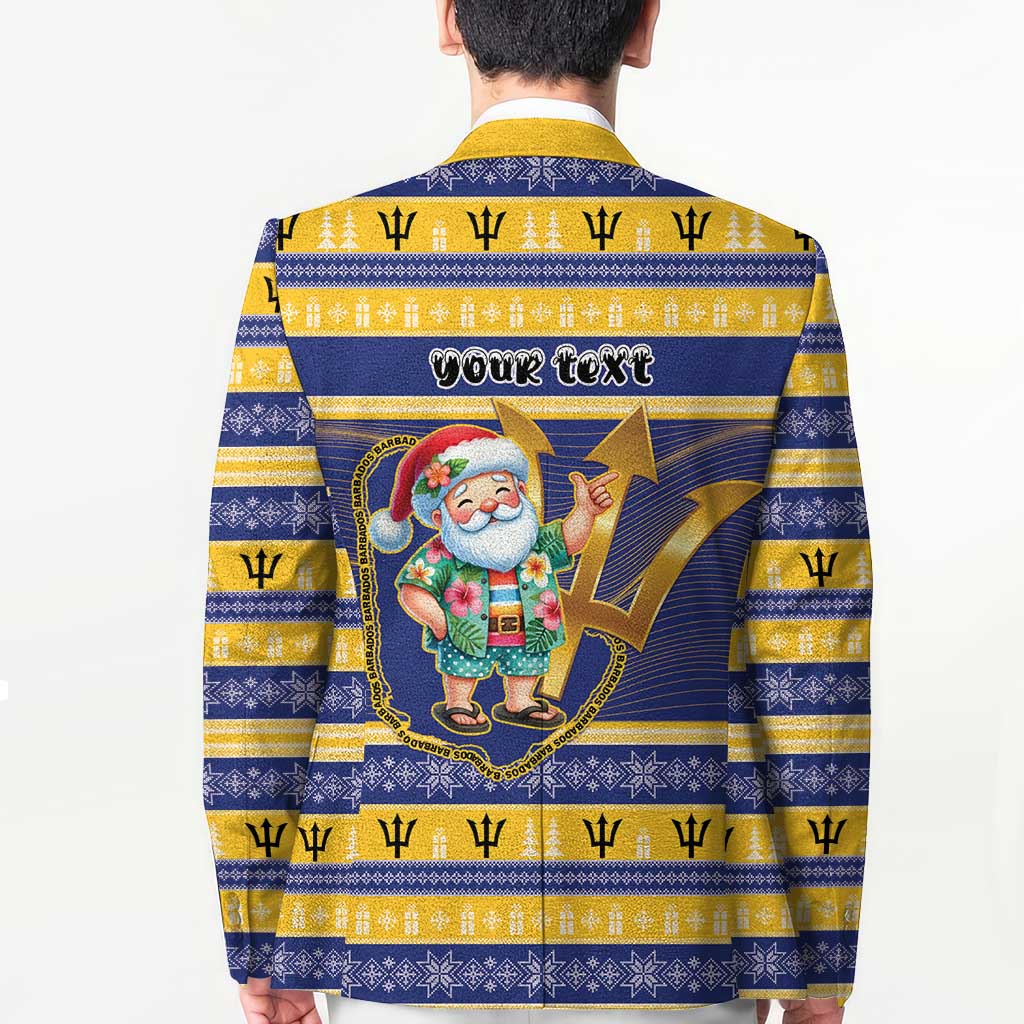 Personalized Barbados Christmas Blazer Bajan Map Santa Trident - Wonder Print Shop
