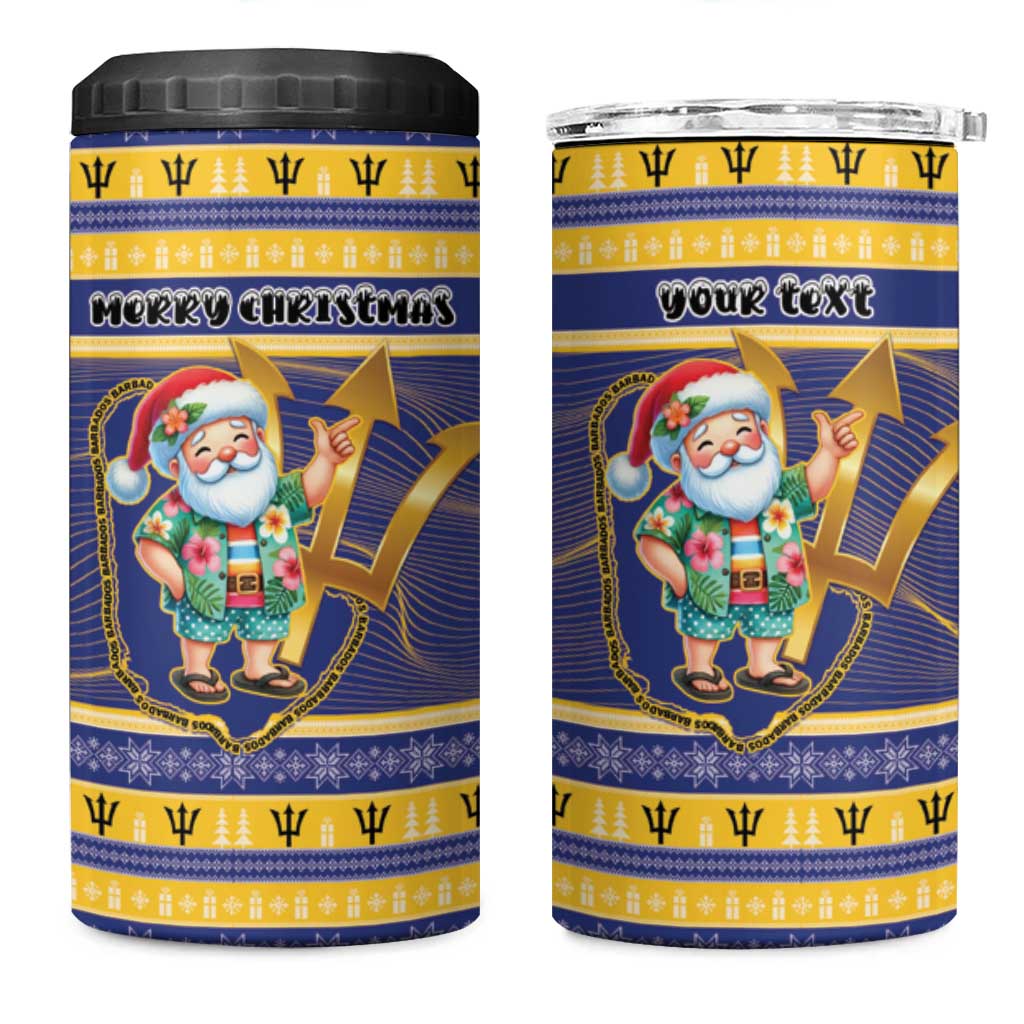 Personalized Barbados Christmas 4 in 1 Can Cooler Tumbler Bajan Map Santa Trident - Wonder Print Shop