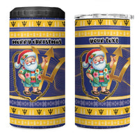 Personalized Barbados Christmas 4 in 1 Can Cooler Tumbler Bajan Map Santa Trident - Wonder Print Shop