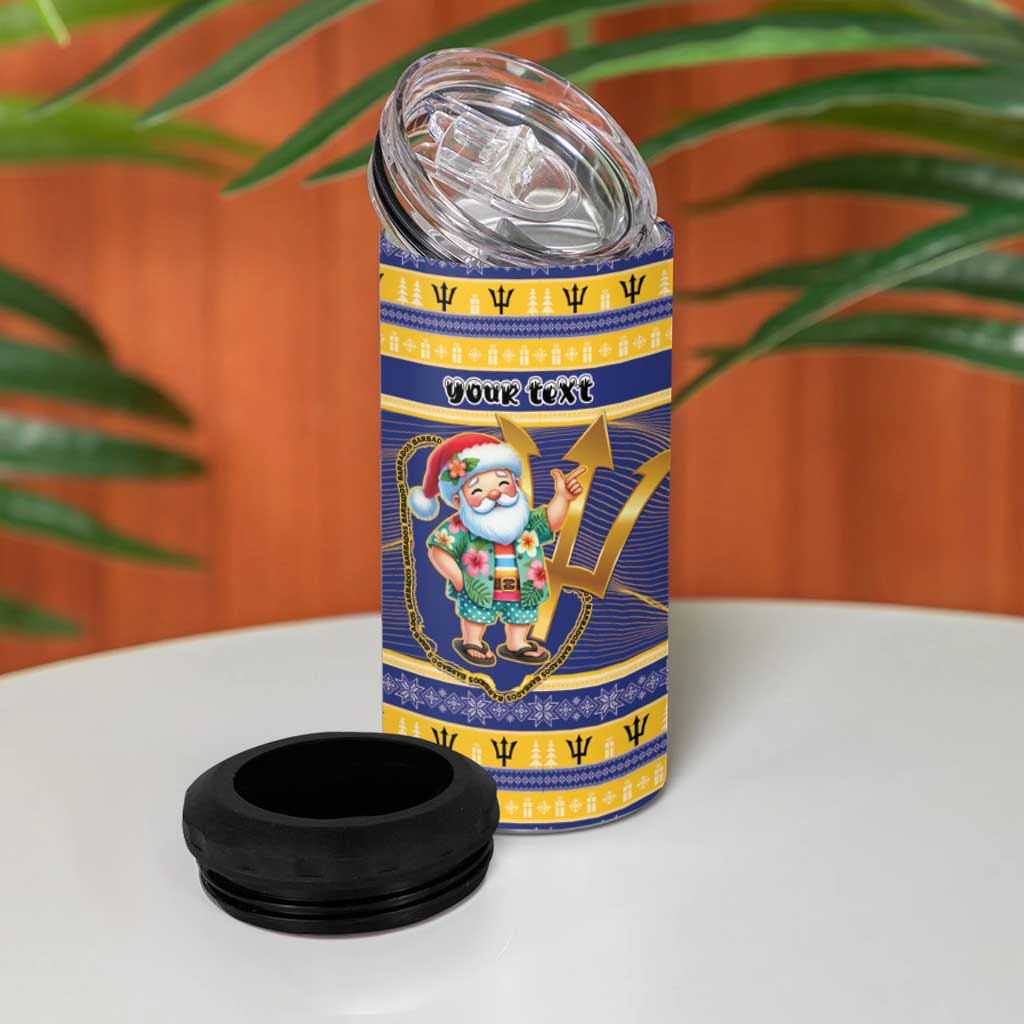 Personalized Barbados Christmas 4 in 1 Can Cooler Tumbler Bajan Map Santa Trident - Wonder Print Shop
