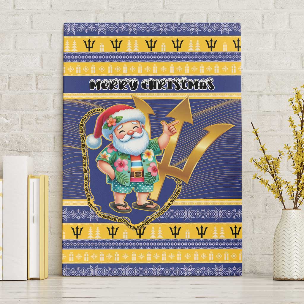 Barbados Christmas Canvas Wall Art Bajan Map Santa Trident - Wonder Print Shop