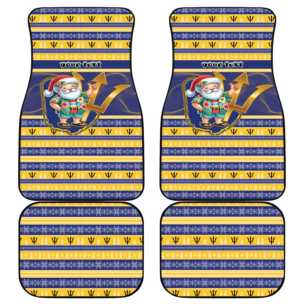 Personalized Barbados Christmas Car Mats Bajan Map Santa Trident - Wonder Print Shop