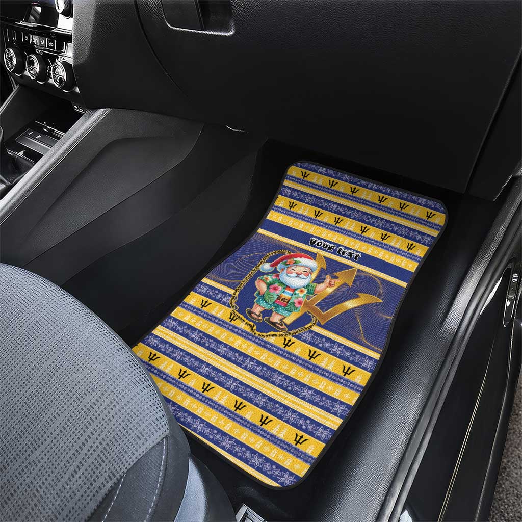 Personalized Barbados Christmas Car Mats Bajan Map Santa Trident - Wonder Print Shop