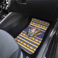 Personalized Barbados Christmas Car Mats Bajan Map Santa Trident - Wonder Print Shop