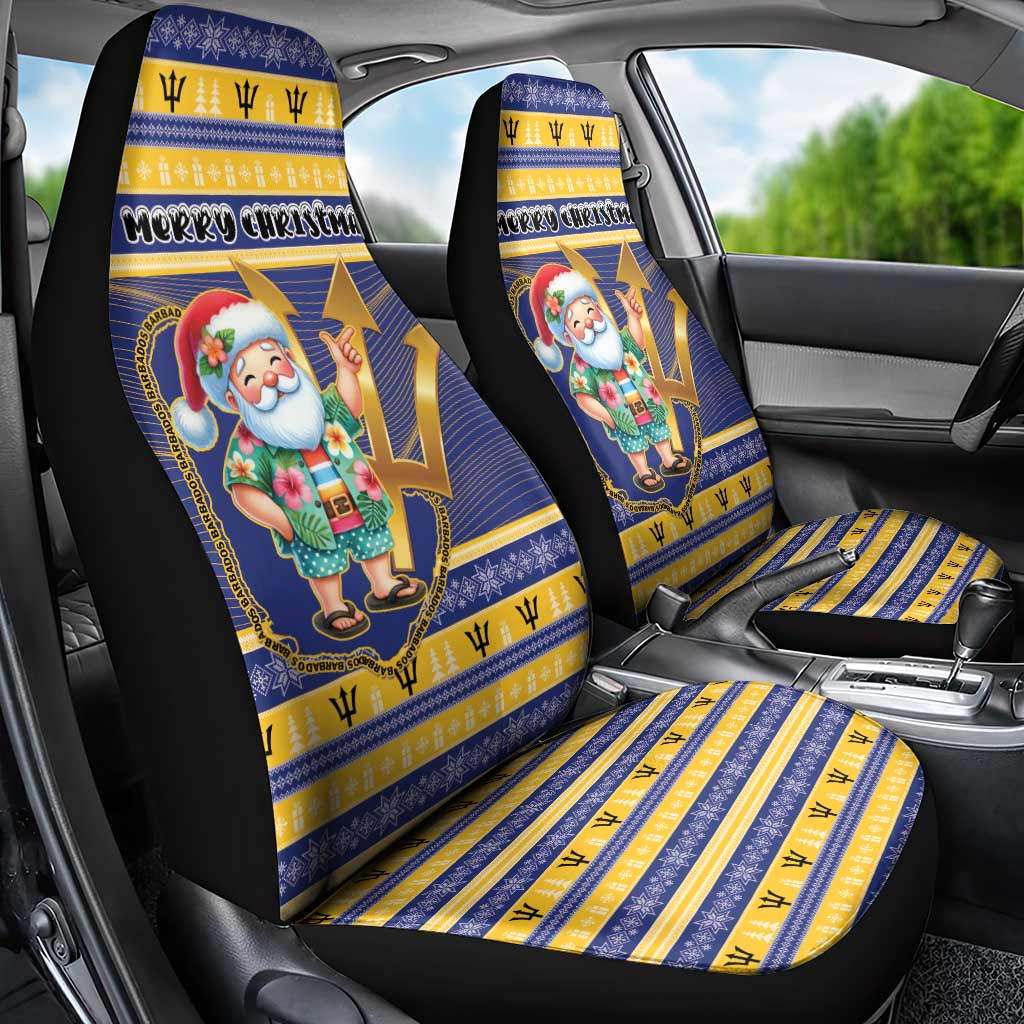 Barbados Christmas Car Seat Cover Bajan Map Santa Trident - Wonder Print Shop