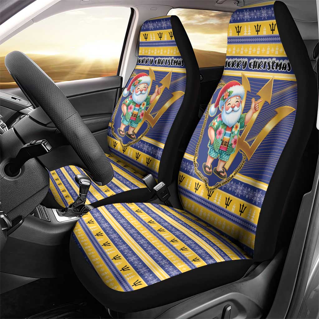 Barbados Christmas Car Seat Cover Bajan Map Santa Trident - Wonder Print Shop