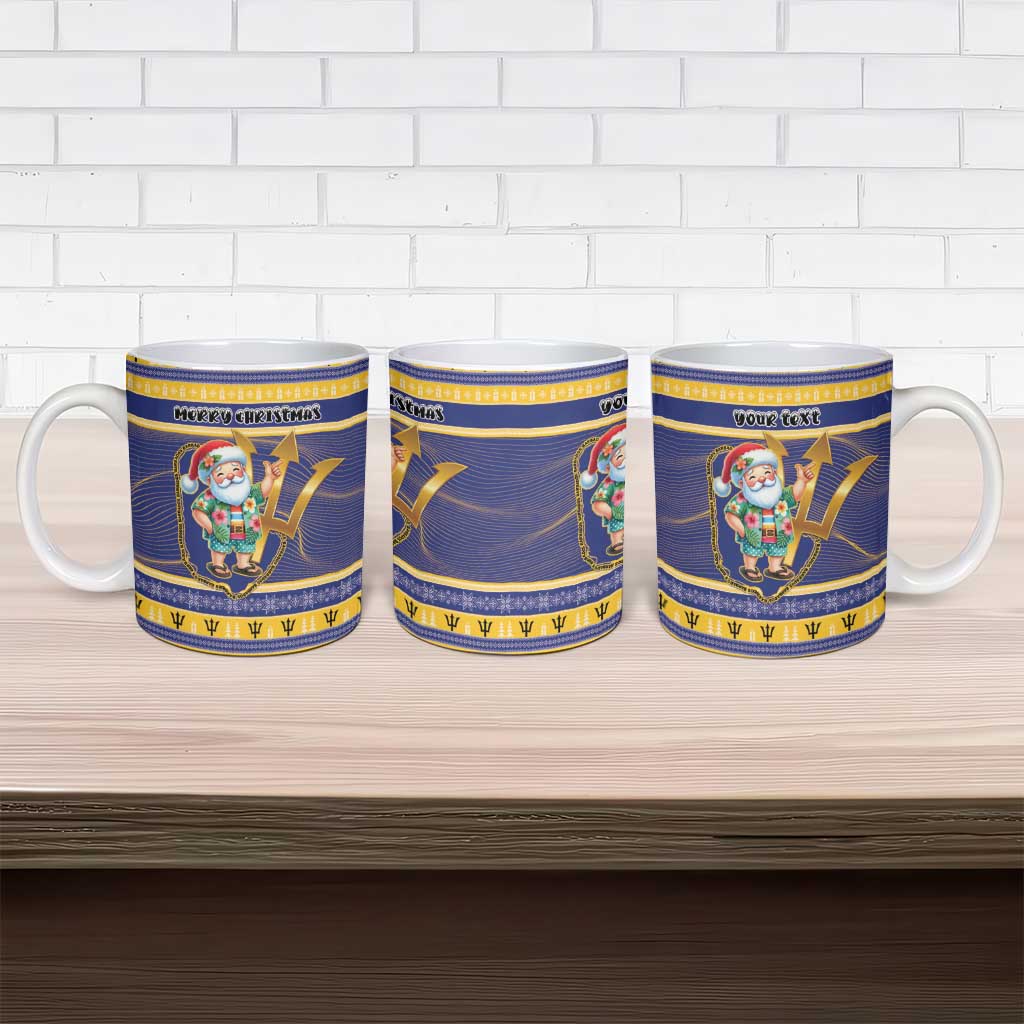 Personalized Barbados Christmas Ceramic Mug Bajan Map Santa Trident - Wonder Print Shop