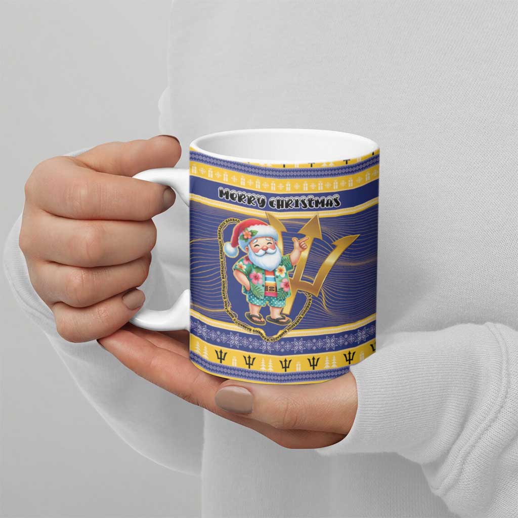 Personalized Barbados Christmas Ceramic Mug Bajan Map Santa Trident - Wonder Print Shop