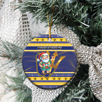 Barbados Christmas Ceramic Ornament Bajan Map Santa Trident - Wonder Print Shop
