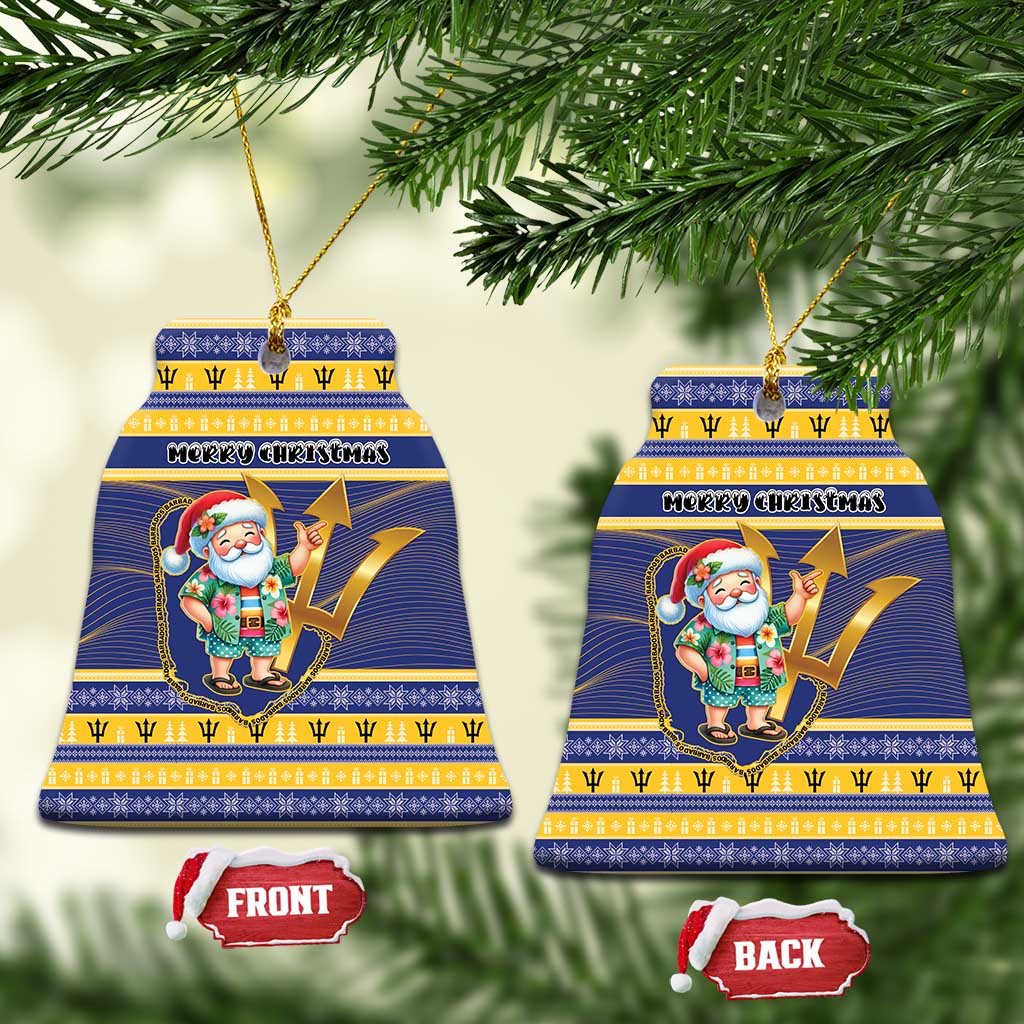 Barbados Christmas Ceramic Ornament Bajan Map Santa Trident - Wonder Print Shop