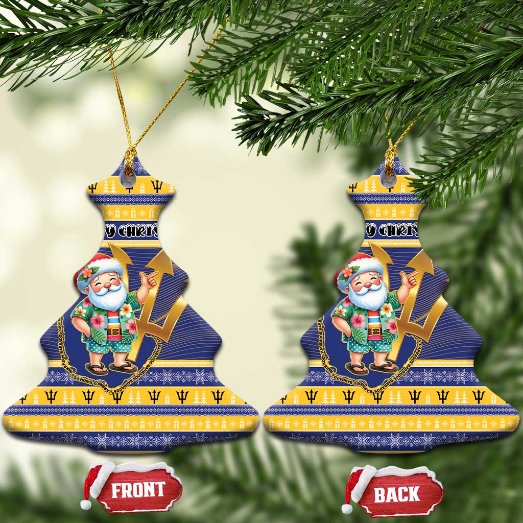 Barbados Christmas Ceramic Ornament Bajan Map Santa Trident - Wonder Print Shop