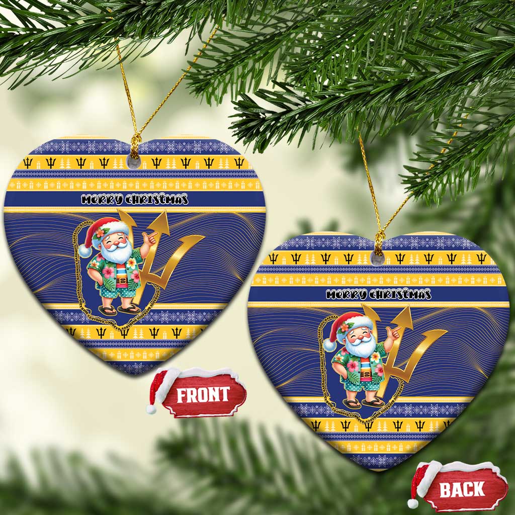 Barbados Christmas Ceramic Ornament Bajan Map Santa Trident - Wonder Print Shop