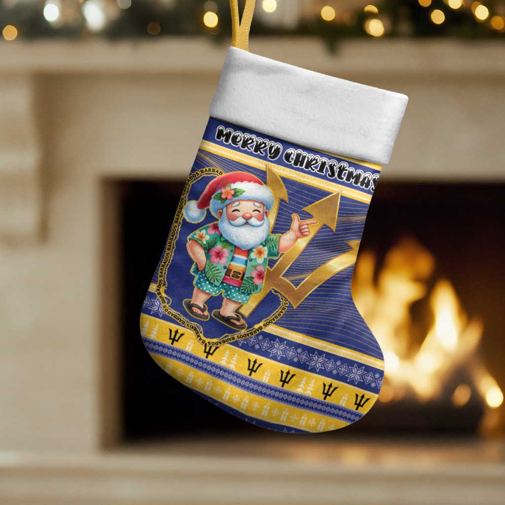 Barbados Christmas Stocking Bajan Map Santa Trident - Wonder Print Shop