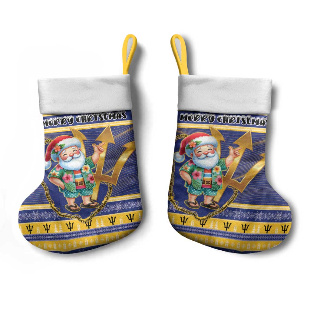 Barbados Christmas Stocking Bajan Map Santa Trident - Wonder Print Shop