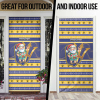 Personalized Barbados Christmas Door Cover Bajan Map Santa Trident - Wonder Print Shop