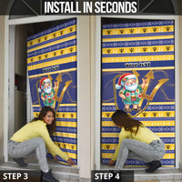 Personalized Barbados Christmas Door Cover Bajan Map Santa Trident - Wonder Print Shop