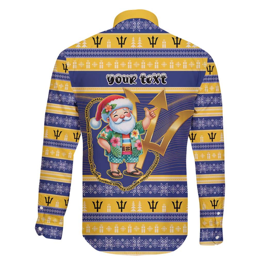 Personalized Barbados Christmas Family Matching Long Sleeve Bodycon Dress and Hawaiian Shirt Bajan Map Santa Trident - Wonder Print Shop