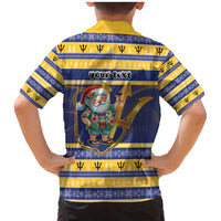 Personalized Barbados Christmas Family Matching Mermaid Dress and Hawaiian Shirt Bajan Map Santa Trident - Wonder Print Shop