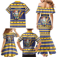 Personalized Barbados Christmas Family Matching Mermaid Dress and Hawaiian Shirt Bajan Map Santa Trident - Wonder Print Shop