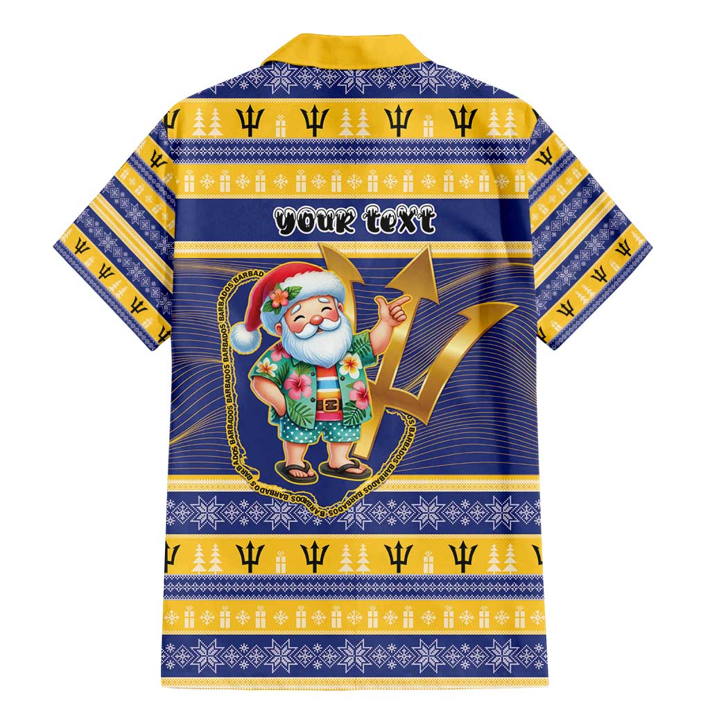 Personalized Barbados Christmas Family Matching Mermaid Dress and Hawaiian Shirt Bajan Map Santa Trident - Wonder Print Shop