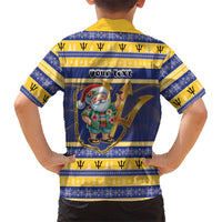 Personalized Barbados Christmas Family Matching Puletasi and Hawaiian Shirt Bajan Map Santa Trident - Wonder Print Shop