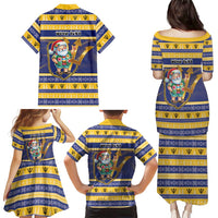 Personalized Barbados Christmas Family Matching Puletasi and Hawaiian Shirt Bajan Map Santa Trident - Wonder Print Shop