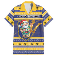 Personalized Barbados Christmas Family Matching Puletasi and Hawaiian Shirt Bajan Map Santa Trident - Wonder Print Shop