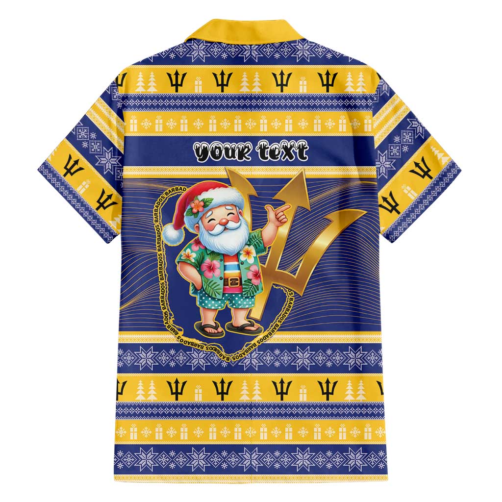 Personalized Barbados Christmas Family Matching Puletasi and Hawaiian Shirt Bajan Map Santa Trident - Wonder Print Shop