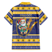 Personalized Barbados Christmas Family Matching Puletasi and Hawaiian Shirt Bajan Map Santa Trident - Wonder Print Shop