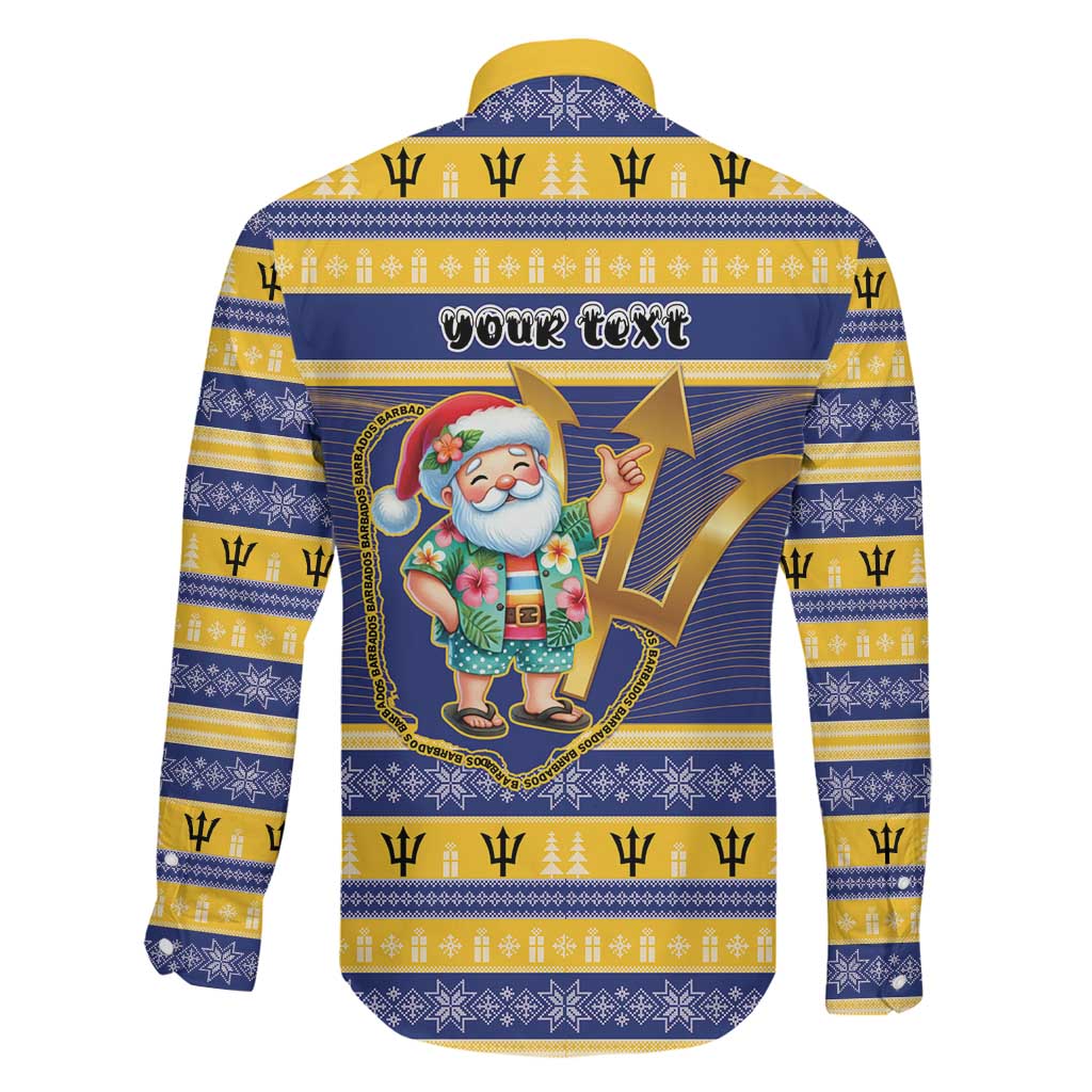 Personalized Barbados Christmas Family Matching Puletasi and Hawaiian Shirt Bajan Map Santa Trident - Wonder Print Shop