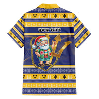 Personalized Barbados Christmas Family Matching Tank Maxi Dress and Hawaiian Shirt Bajan Map Santa Trident - Wonder Print Shop