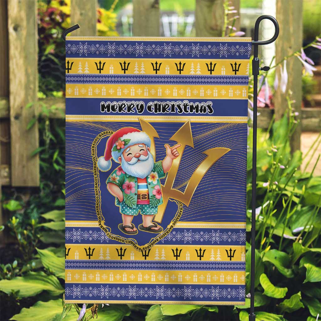 Barbados Christmas Garden Flag Bajan Map Santa Trident - Wonder Print Shop
