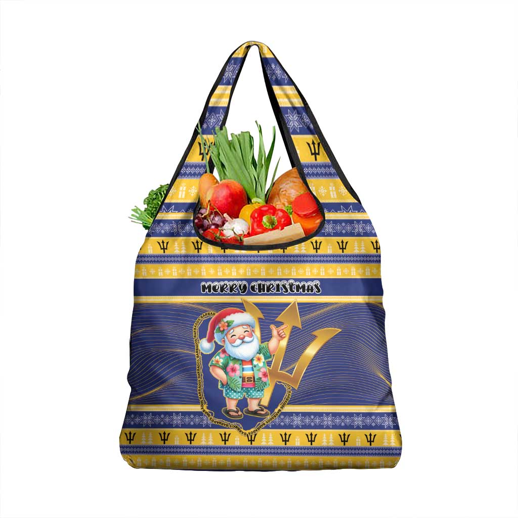 Barbados Christmas Grocery Bag Bajan Map Santa Trident - Wonder Print Shop