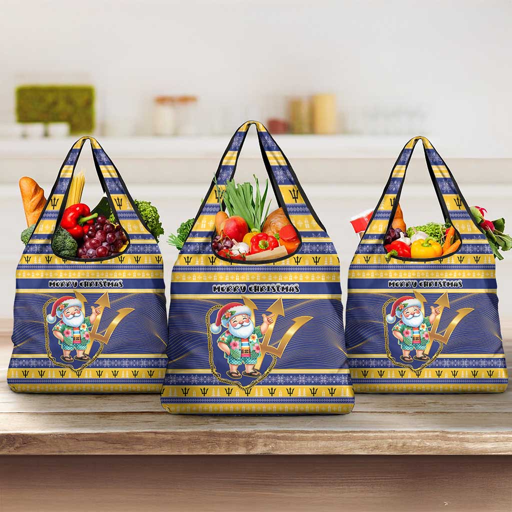 Barbados Christmas Grocery Bag Bajan Map Santa Trident - Wonder Print Shop