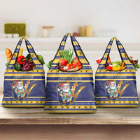 Barbados Christmas Grocery Bag Bajan Map Santa Trident - Wonder Print Shop