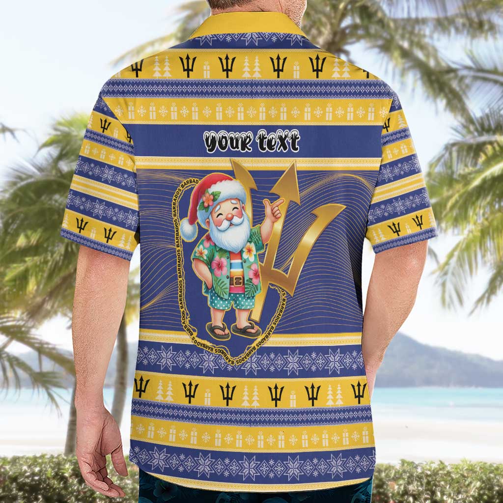 Personalized Barbados Christmas Hawaiian Shirt Bajan Map Santa Trident - Wonder Print Shop