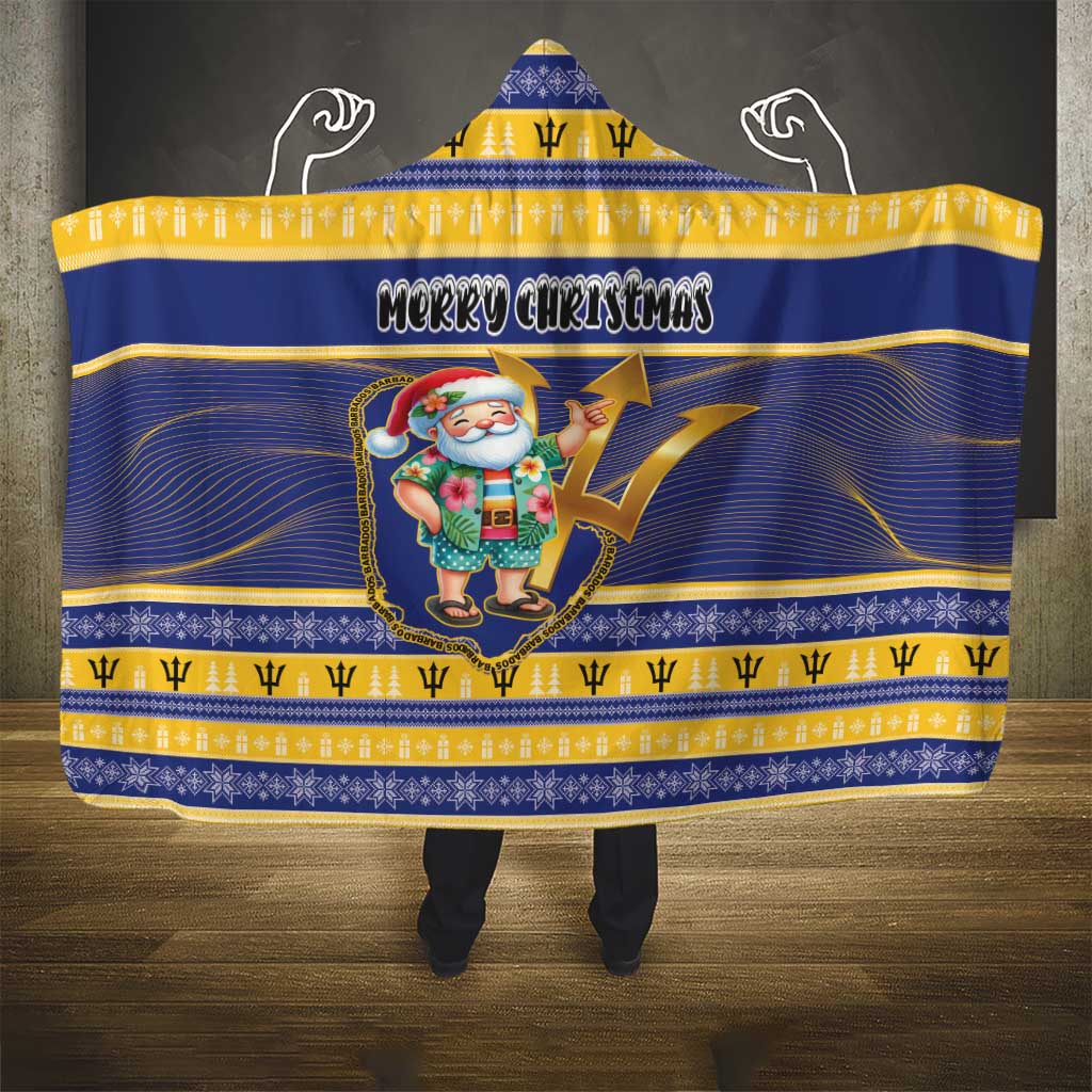 Barbados Christmas Hooded Blanket Bajan Map Santa Trident - Wonder Print Shop