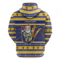 Personalized Barbados Christmas Hoodie Bajan Map Santa Trident - Wonder Print Shop