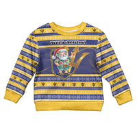 Personalized Barbados Christmas Kid Ugly Christmas Sweater Bajan Map Santa Trident - Wonder Print Shop