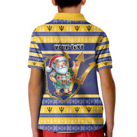 Personalized Barbados Christmas Kid Polo Shirt Bajan Map Santa Trident - Wonder Print Shop