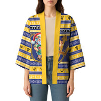 Personalized Barbados Christmas Kimono Bajan Map Santa Trident - Wonder Print Shop