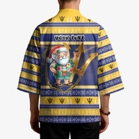 Personalized Barbados Christmas Kimono Bajan Map Santa Trident - Wonder Print Shop