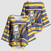 Personalized Barbados Christmas Kimono Sleeve Blouse Bajan Map Santa Trident - Wonder Print Shop