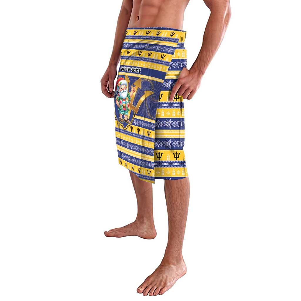 Personalized Barbados Christmas Lavalava Bajan Map Santa Trident - Wonder Print Shop