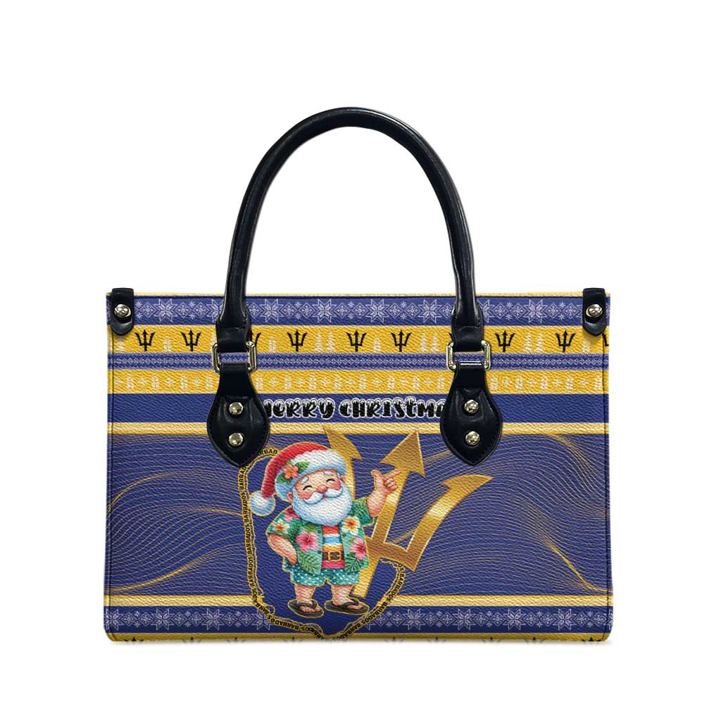 Barbados Christmas Leather Bag Bajan Map Santa Trident - Wonder Print Shop