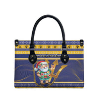 Barbados Christmas Leather Bag Bajan Map Santa Trident - Wonder Print Shop
