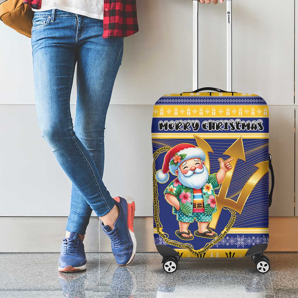 Barbados Christmas Luggage Cover Bajan Map Santa Trident - Wonder Print Shop