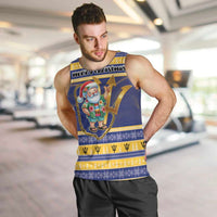 Personalized Barbados Christmas Men Tank Top Bajan Map Santa Trident - Wonder Print Shop